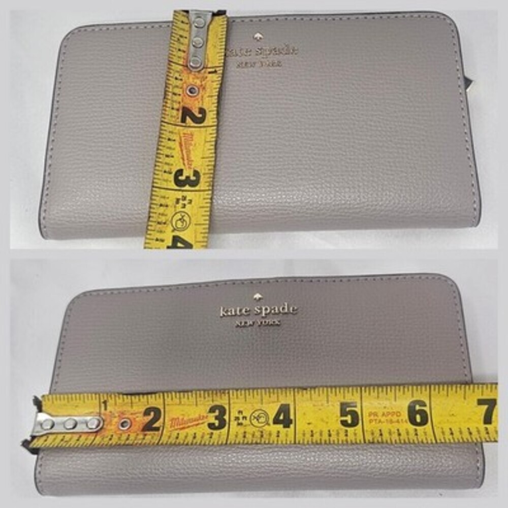 Kate Spade Darcy Refined Grain Leather Large Slim Bifold Wallet Warm Taupe New - Picture 7 of 9